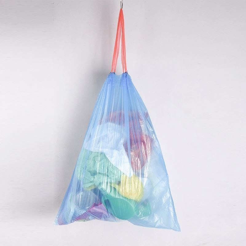 13 galones de cocina de costumbre de la cuerda de tira bolsas de basura de trabajo pesado de limpieza de la bolsa de basura PE de pie bolso de plástico verde