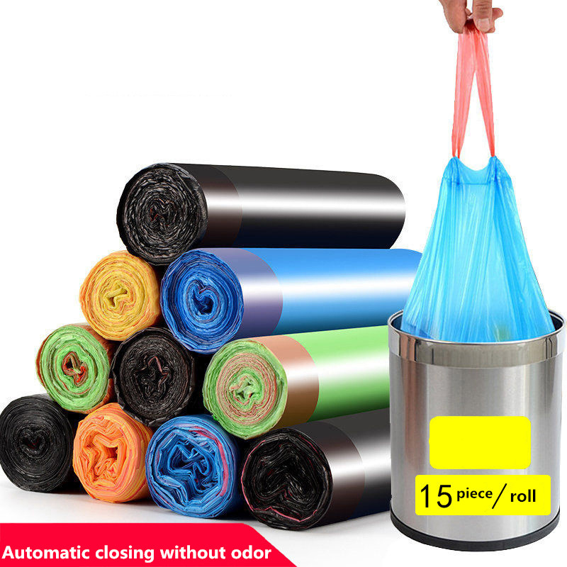 Saco de basura de cuerdas negras para residuos de cocina en material HDPE/LDPE/LLDPE