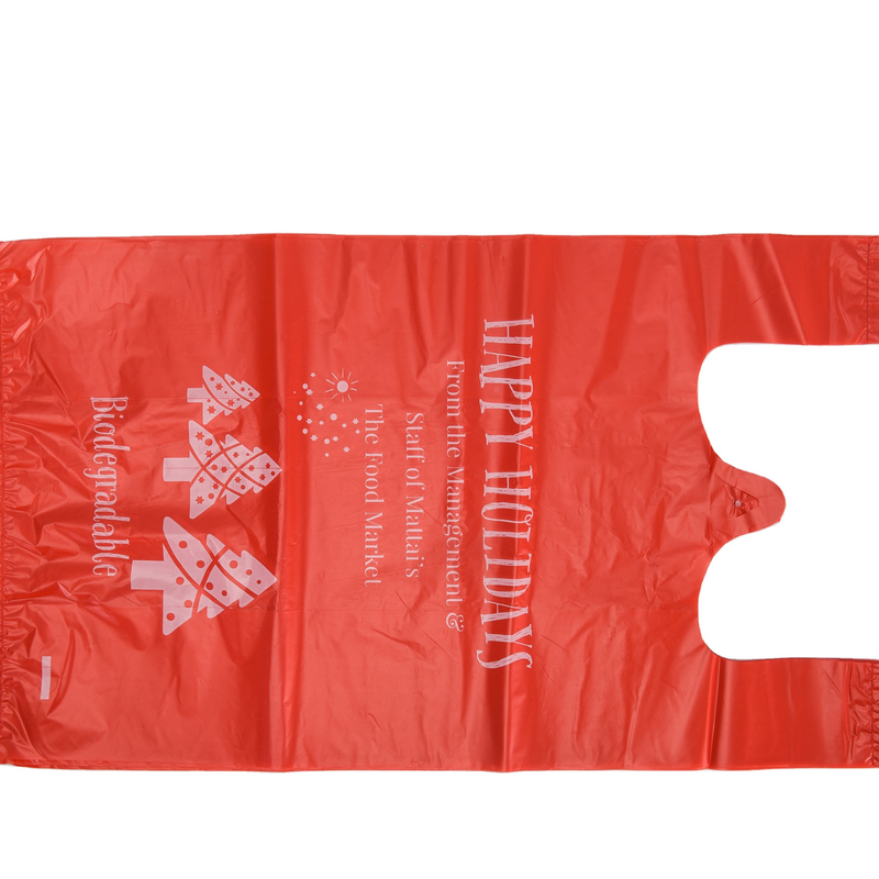 T-shirt de diseño personalizado de HDPE con manguera ancha Bolsa de plástico para desechos y eliminación de alimentos